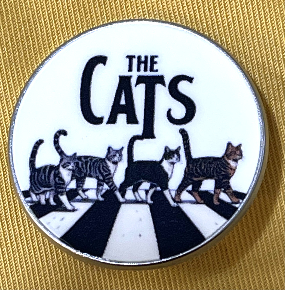 NWOT The Cats Enamel Lapel Pin Brooch Retro Beatles Abbey Road Inspired Music